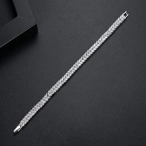 Miniatura 5 de Pulsera de tenis de cristal de oro de 14 quilates para mujer, diseño de hojas delicadas, bisel con bisel y ajuste de cristal natural, regalo