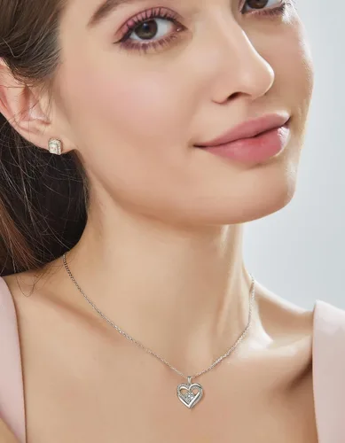 Miniatura 59 de MomentWish Collar de corazón para mujer, moissanita, diamante de imitación, plata de ley 925