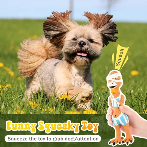 Miniatura 4 de Silipull 3 Piezas Juguetes Chirriantes de Pollo de Goma para Perros Pollo Gritón Látex Goma Suave Masticar Juguetes Molares Divertidos Interactivos
