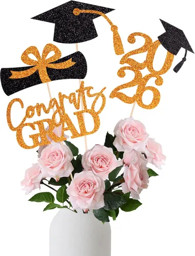 Miniatura 6 de 16 piezas de decoración de graduación para la clase de 2026, centros de mesa de felicitaciones de graduación 2026, decoración de mesa 2026, Azul