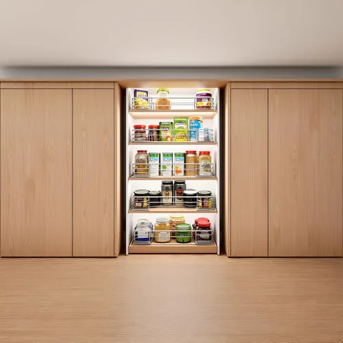 Miniatura 8 de JOWBOOW Organizador de gabinete extraíble (20" An x 21" Pr), Estantes extraíbles para gabinetes de cocina, Cajones deslizables de metal resistente
