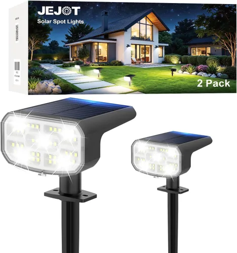 Miniatura 15 de JEJOT Luces solares para exteriores, impermeables, IP65, encendido/apagado automático, 2700 K, 2 modos de iluminación, LED súper brillante, luces