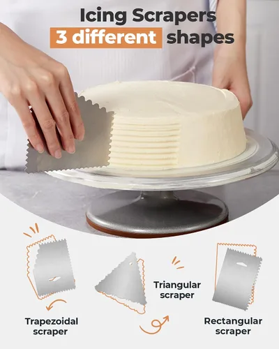 Miniatura 5 de Kootek Tocadiscos de aluminio para tartas, soporte giratorio para tartas de 12 pulgadas, 35 piezas de suministros de kit de decoración de pasteles