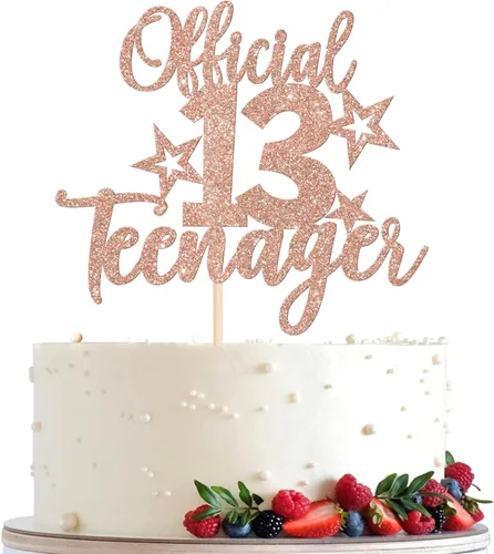 Miniatura 16 de Rsstarxi 1 paquete de 13 decoraciones oficiales para tartas de adolescentes con purpurina negra para decoración de pastel de cumpleaños de 13 años