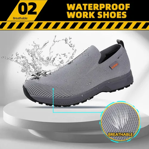 Miniatura 3 de Zapatos de trabajo antideslizantes para hombre, zapatos de chef impermeables para cocina, hospital, antideslizantes, con amortiguación de aire