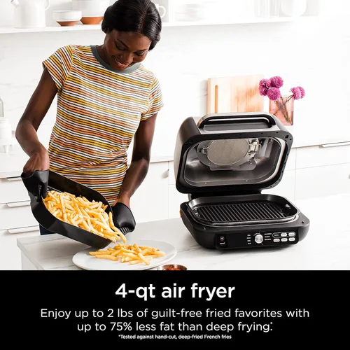 Miniatura 5 de Ninja IG651 Foodi Smart XL Pro 7 en 1 Combo de parrilla/plancha para interiores, uso abierto o cerrado, freír al aire, deshidratar y más, rejilla
