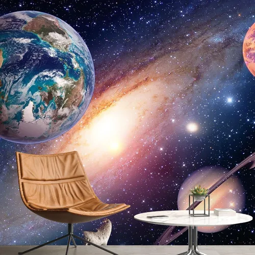 Miniatura 49 de NWT Calcomanía removible para pared, diseño de nube galáctica, estrella, nebulosa, fantasía, ciencia ficción, astronomía y arte espacial, arte