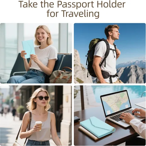 Miniatura 59 de Zoppen - Billetera de viaje con bloqueo RFID multiusos (Ver.4) Portatarjetas de pasaporte y vacunas, organizador de documentos de tres pliegues