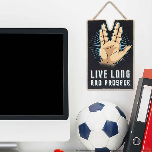 Miniatura 5 de Open Road Brands Star Trek Live Long and Prosper Vulcan Salute - Decoración de pared de madera colgante - Divertido letrero de Star Trek para hombre