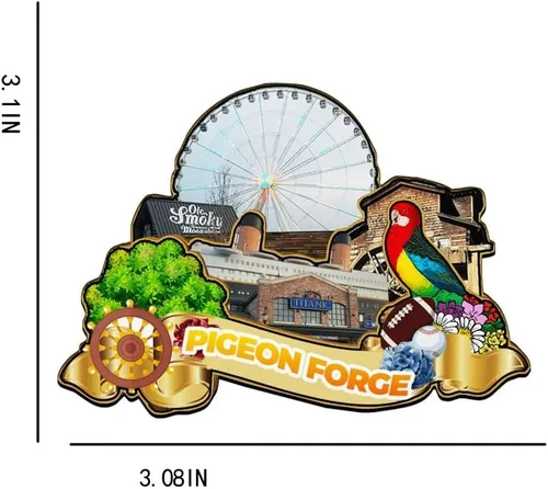 Miniatura 3 de Pigeon Forge Ternessee USA - Imán de madera para nevera, monumentos 3D, recuerdos coleccionables, decoración hecha a mano, 1841