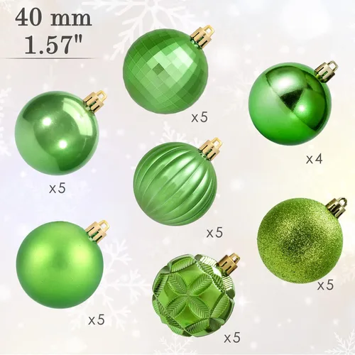 Miniatura 124 de AMS Esferas de Navidad de 2.36 pulgadas/60mm, 34 unidades, adornos grandes, decoraciones para fiestas, inastillables, colgantes festivos para Negro