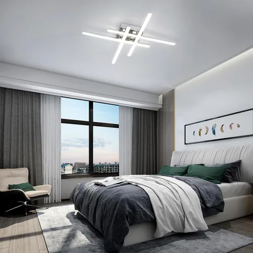 Miniatura 7 de CANEOE Moderna lámpara de techo LED de 38W regulable, lámpara de techo de montaje empotrado con control remoto, color plateado, cerca de la lámpara