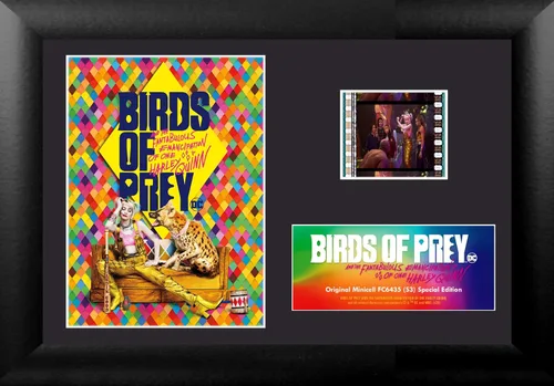 Trend Setters DC Comics - Birds of Prey - Harley Quinn y Hyena - Presentación de escritorio MiniCell FilmCells de 7" x 5" - Con clip de película de