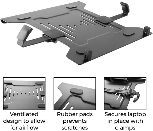 Miniatura 3 de HumanCentric Bandeja de montaje VESA para laptop para brazos y soportes de monitor, se adapta a agujeros de montaje VESA de 75 x 75 y 3.937 x 3.937