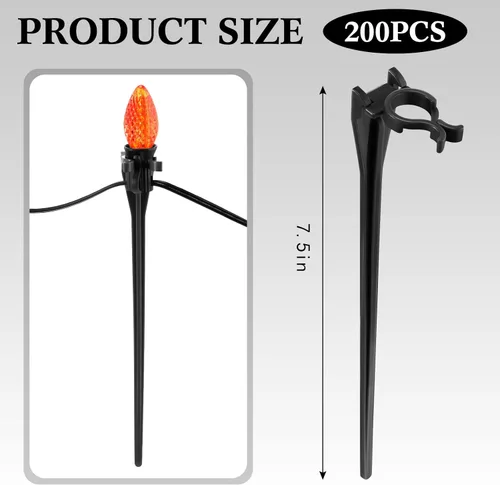 Miniatura 5 de Estacas de luz de Navidad universales para patio, césped, vacaciones, tira de luces C7 C9, estacas de suelo de 7.5 pulgadas para luces de Navidad al