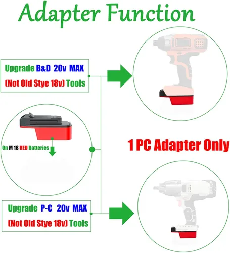 Miniatura 3 de Adaptador para baterías de litio Milwaukee M18 Slider, se adapta a cable Porter de 20 V MAX (no 18 v), herramientas inalámbricas, solo adaptador
