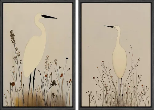 Miniatura 76 de SIGNWIN Lienzo enmarcado para pared, juego de arte con anillos de árbol de bosque grunge en blanco y negro, ilustraciones de naturaleza silvestre