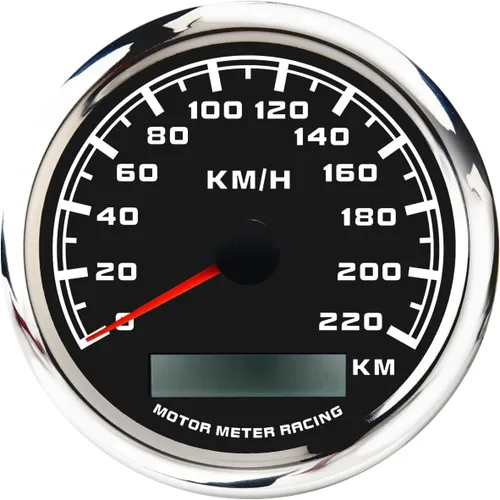 Miniatura 10 de MOTOR METER RACING Serie Pro W 85mm 3-3/8" Velocímetro GPS digital Odómetro 193 km/h Esfera negra LED blanco Impermeable para coche, camión, barco