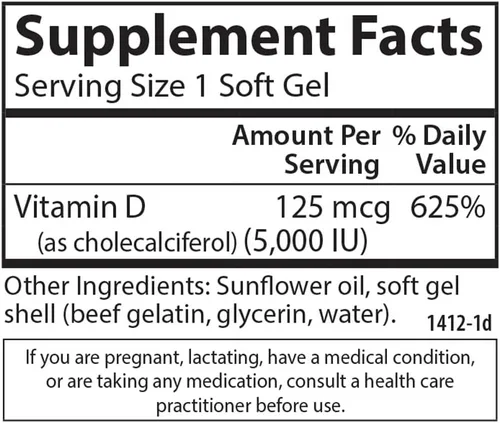Miniatura 4 de Carlson Labs Vitamina D3 5000 UI Geles blandos, 120