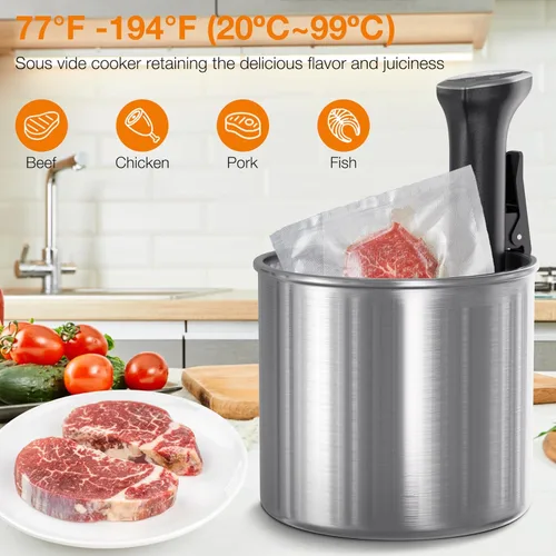 Miniatura 6 de Wifi Sous Vide Cooker 1100W Sous Vide Circulador de inmersión de precisión para filete perfecto, pollo tierno y comidas saludables, ultra silencioso