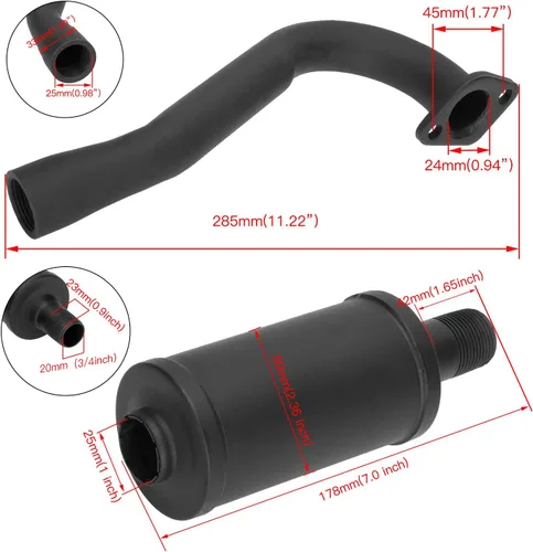 Miniatura 5 de Kit de Silenciador de Tubo de Escape FVRITO para Predator No Hemi 212cc 196cc 6.5hp Coleman Powersports KT196 CK196 RTK200 BK200 Go Kart TrailMaster