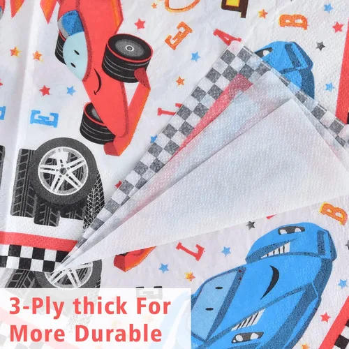 Miniatura 4 de WERNNSAI Suministros para fiestas de autos de carreras, 48 piezas, platos de fiesta de carreras, servilletas, juego de vajilla desechable
