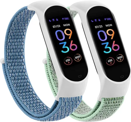 Miniatura 9 de Wanme Bandas de nailon para Amazfit Band 5 correas de repuesto para mujeres y hombres, paquete de 2 correas deportivas de nailon suave compatibles