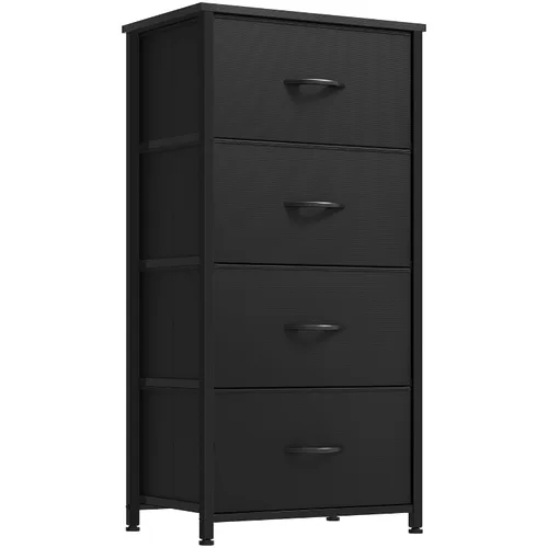 Miniatura 14 de DWVO Cómoda de 4 cajones, cómoda pequeña para dormitorio, torre de almacenamiento de tela, cómoda, unidad organizadora para armarios, sala de estar