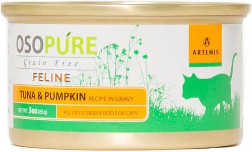 ARTEMIS Osopure - Alimento enlatado húmedo para gatos (calabaza de atún, 24 latas)