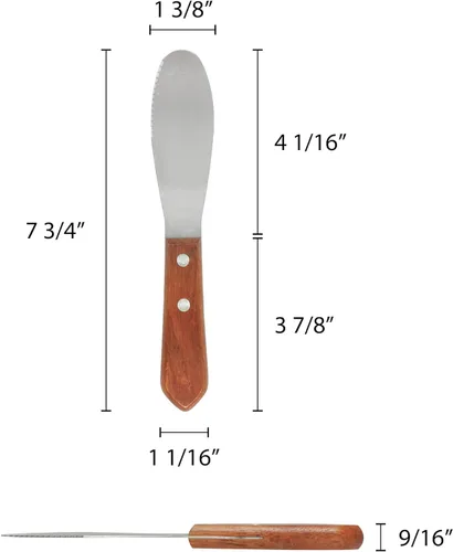 Miniatura 5 de TrueCraftware - Juego de 4 cuchillos para condimentos de queso crema y queso crema de 7 pulgadas con borde recto y mango de madera