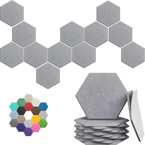 Paneles hexagonales en forma de A, paquete de 12 paneles acústicos de alta densidad de 12 x 10 x 0.4 pulgadas para mejorar la reducción de ruido,