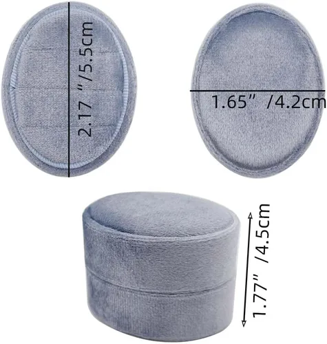 Miniatura 6 de Caja ovalada de terciopelo para anillos con 3 ranuras, caja de tres anillos de alta calidad, vintage, hecha a mano, organizador de joyas