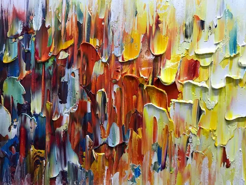 Miniatura 4 de AMEI Arte, cuchillo abstracto pintado a mano de 24 x 48 pulgadas, pintura al óleo, arte de pared texturizado amarillo y blanco, arte de pared