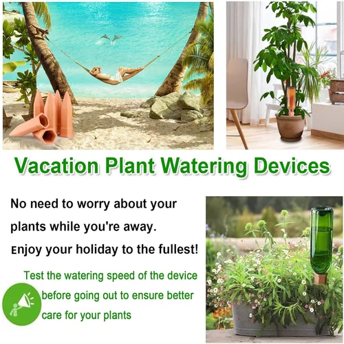 Miniatura 6 de Regaderos automáticos para plantas para vacaciones, paquete de 4 estacas de riego automático de terracota para botellas de vino, plantas
