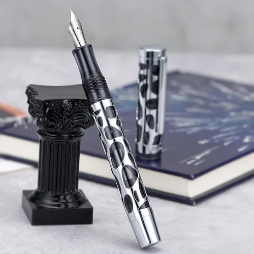 Miniatura 7 de Asvine M169 Pluma estilográfica de punta media, cuentagotas y convertidor de llenado, acrílico negro transparente