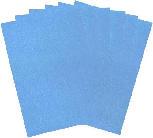 Mega Crafts 6 hojas metálicas de espuma EVA de 16 x 24 pulgadas, papeles con purpurina azul brillante con parte trasera adhesiva, álbumes de