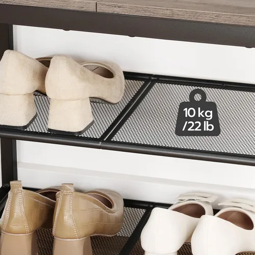 Miniatura 6 de HOOBRO Banco para Zapatos, Zapatero de 3 Niveles, Organizador Industrial de Zapatos Banco de Almacenamiento, Banco de Entrada de 19.7 pulgadas