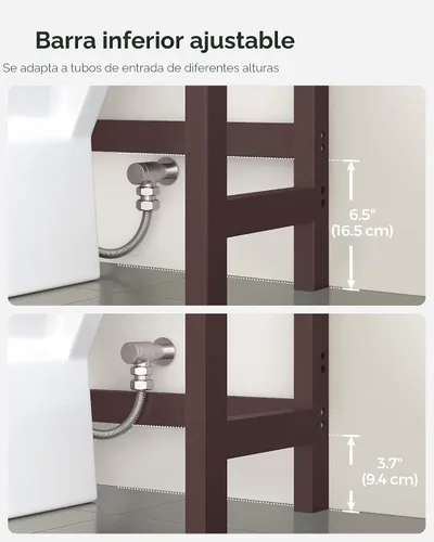 Miniatura 5 de SONGMICS Almacenamiento sobre el inodoro, organizador de baño sobre el inodoro de 3 niveles con estante ajustable, 10.2 x 24.8 x 66.9 pulgadas