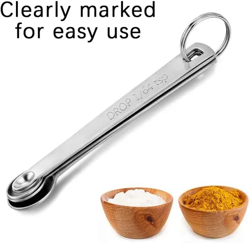 Miniatura 4 de Juego de 2 mini cucharas medidoras, cucharadita de acero inoxidable resistente para cocinar y hornear, adecuada para pequeñas cantidades