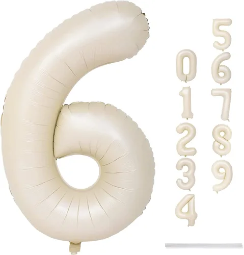 Miniatura 102 de Globo dorado champán con el número 5, globos de aluminio autoinflables grandes de 40 pulgadas del 0 al 9, globo de helio digital 5 dorado claro