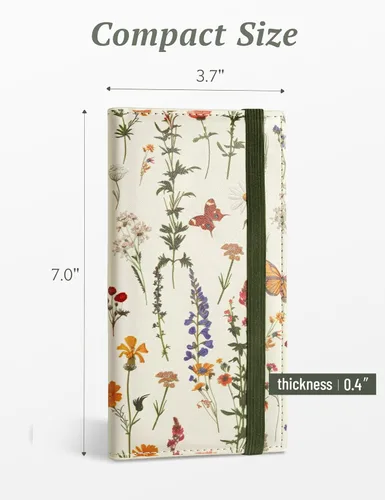 Miniatura 8 de Yarnic Funda para chequera personal, soporte para chequera con soporte para bolígrafo y divisor de plástico transparente integrado para cheques Rosa