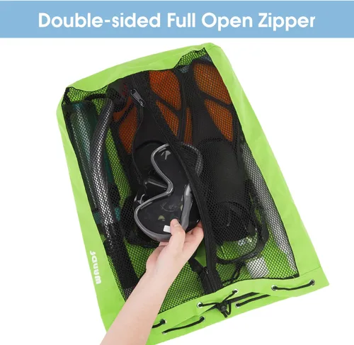 Miniatura 3 de WANDF Bolsa de Natación Mochila de Malla con Cordón Mochila de Playa para Natación, Gimnasio y Equipo de Entrenamiento Verde Fluorescente