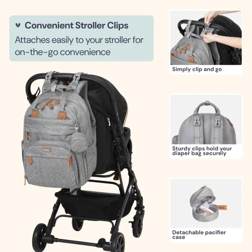 Miniatura 61 de BabbleRoo - Mochila para pañales - Bolso de viaje con artículos esenciales para bebés - Mochila multifunción resistente al agua, bolso de viaje