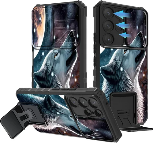 Miniatura 515 de Funda para Samsung Galaxy S22 Ultra 5G, Galaxy S22 Ultra con cubierta de cámara deslizante, funda resistente de doble capa con función atril Black