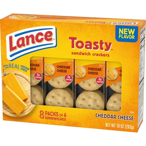 Miniatura 10 de Lance Galletas tipo sándwich, queso cheddar tostado, 8 paquetes envueltos individualmente, 6 sándwiches cada uno