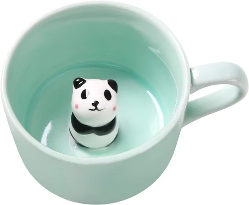 Miniatura 16 de Taza de café sorpresa 3D con diseño de animales en el interior, de 12 onzas con vaca bebé, bonita taza de cerámica hecha a mano de dibujos animados