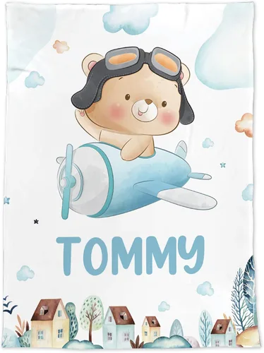 Miniatura 8 de ZouZou Mantas de bebé personalizadas con nombre, mantas de bebé personalizadas para niños, manta de bebé de avión, el mejor regalo para bebé, recién