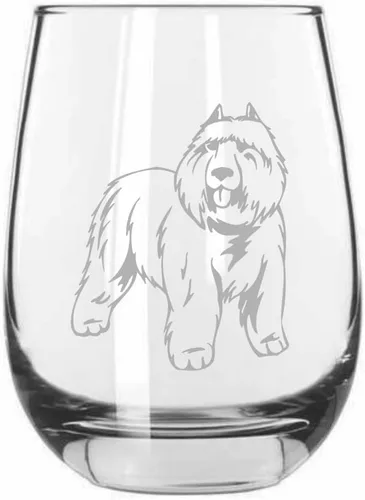 Miniatura 93 de Sakhalin Husky Dog - Copa de vino grabada personalizada de 15.25 onzas sin tallo