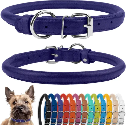 Miniatura 50 de CollarDirect Collar de perro con tachuelas, collares de cuero para mascotas para perros pequeños, medianos y grandes, acolchado suave, marrón, negro