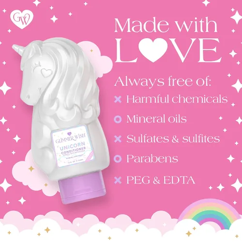 Miniatura 6 de Glimmer Wish - Acondicionador de unicornio para niños, acondicionador libre de parabenos y sulfatos para cabello fuerte y suave, cuidado capilar